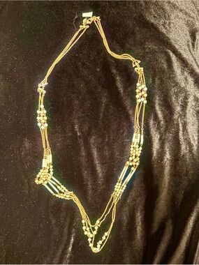 Talbots Gold and Cream Multi-Strand Beaded Necklace
